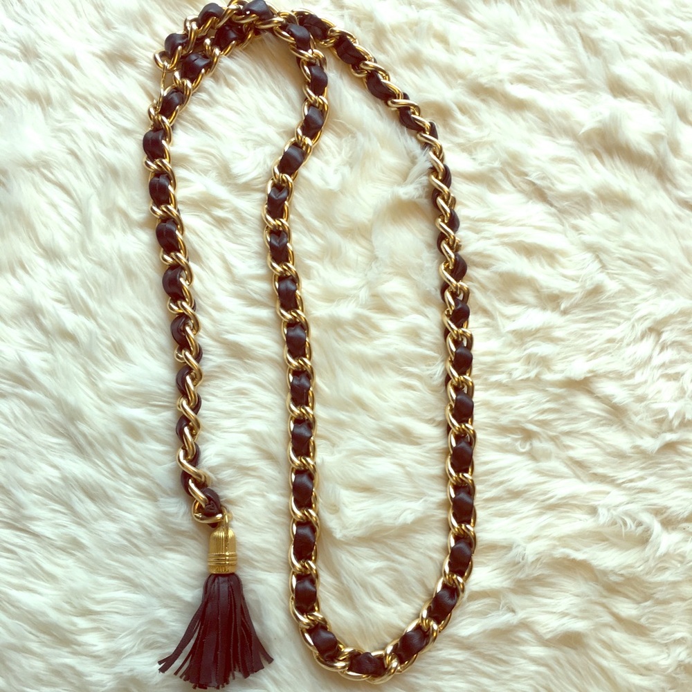 Faux Leather Tassle Belt With S Hook Adjustment